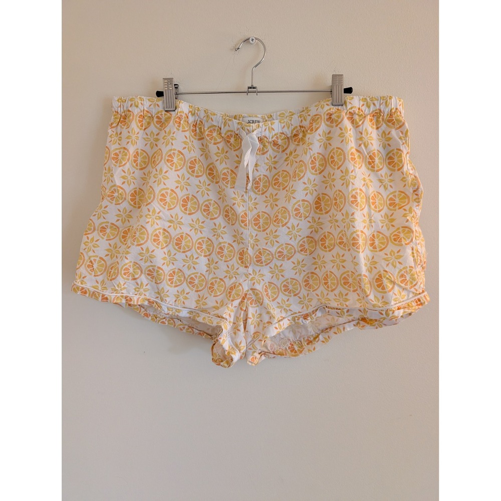 J.Crew Womens Citrus Orange Print Cotton Pajama Shorts White XL casual novelty
